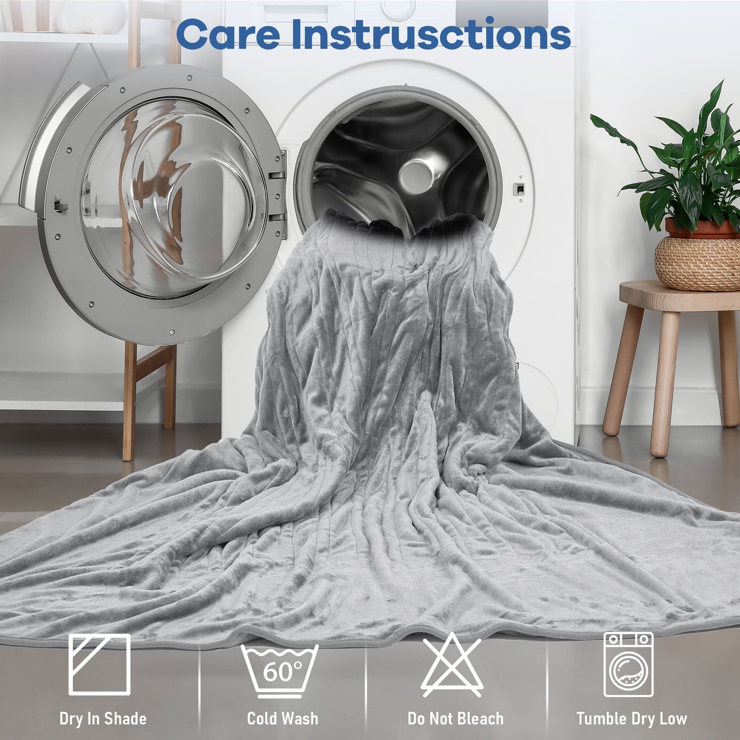 VECUKTY Double-sided Flannel Electric Heated Blanket Queen Size Dual Control, 84"x90" Machine Washable Fast Heating Blanket with 6 Heating Levels &10 Hours Auto Off,Gray