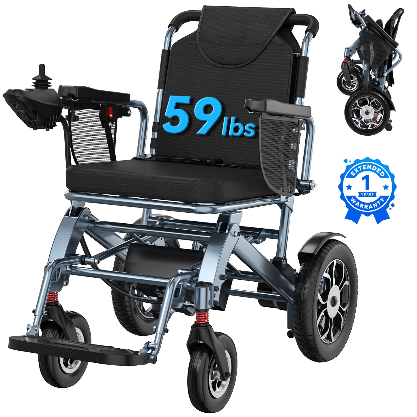 SACVON Lightweight Electric Wheelchair for Adults,Only 56 Lbs All Terrain Motorized Wheelchair,22 Miles Long Travel Range,2 Storage Bags