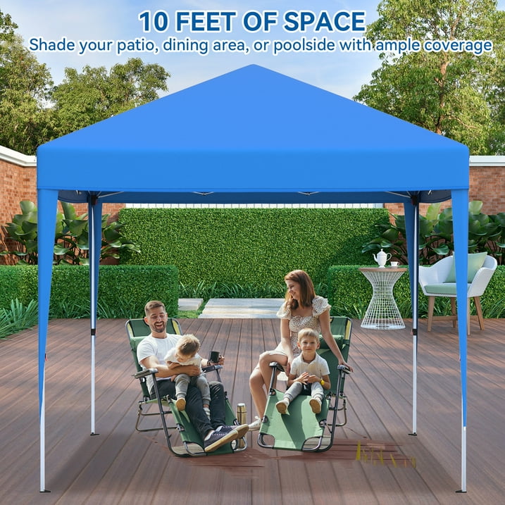 Vecukty 10' x 10' Pop up Canopy Tent with Sidewalls, Gazebo for Patio Outdoor Camping, Blue