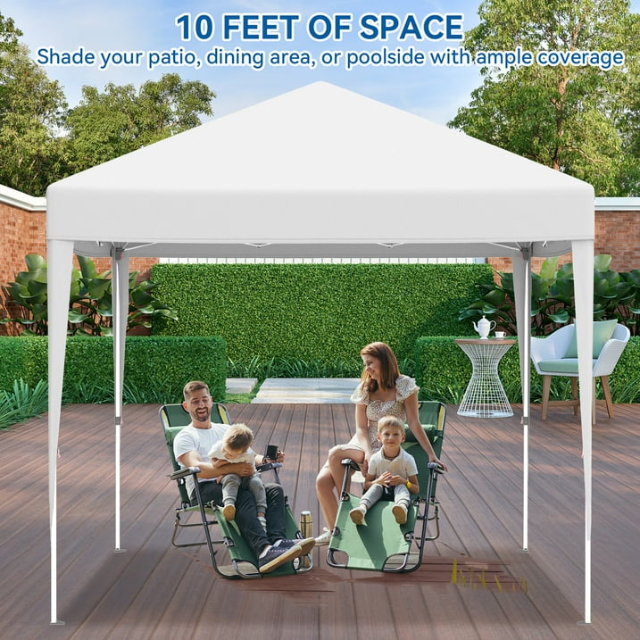 VECUKTY 10 x 10ft Pop up Canopy Tent with Sidewalls, Wheeled Bag, Shelter for Outdoor Shade, White