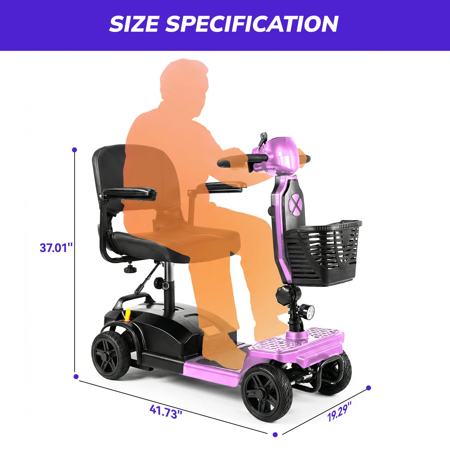 SACVON Mobility Scooter for Adults with 330 lbs Capacity,Foldable Motorized Scooter for Senior,12.5 Miles Travel,Airport Approved,Pink