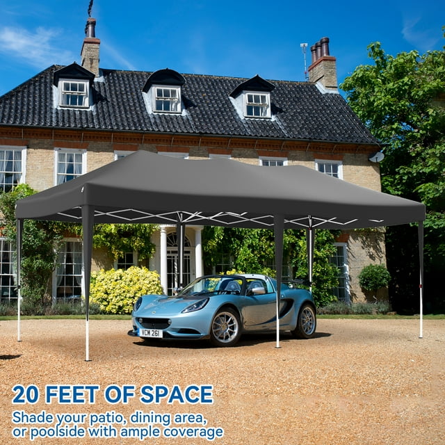 VECUKTY 10 x 20ft Pop up Canopy Tent with 6 Sidewalls, Wheeled Bag, Shelter for Outdoor Shade,Black