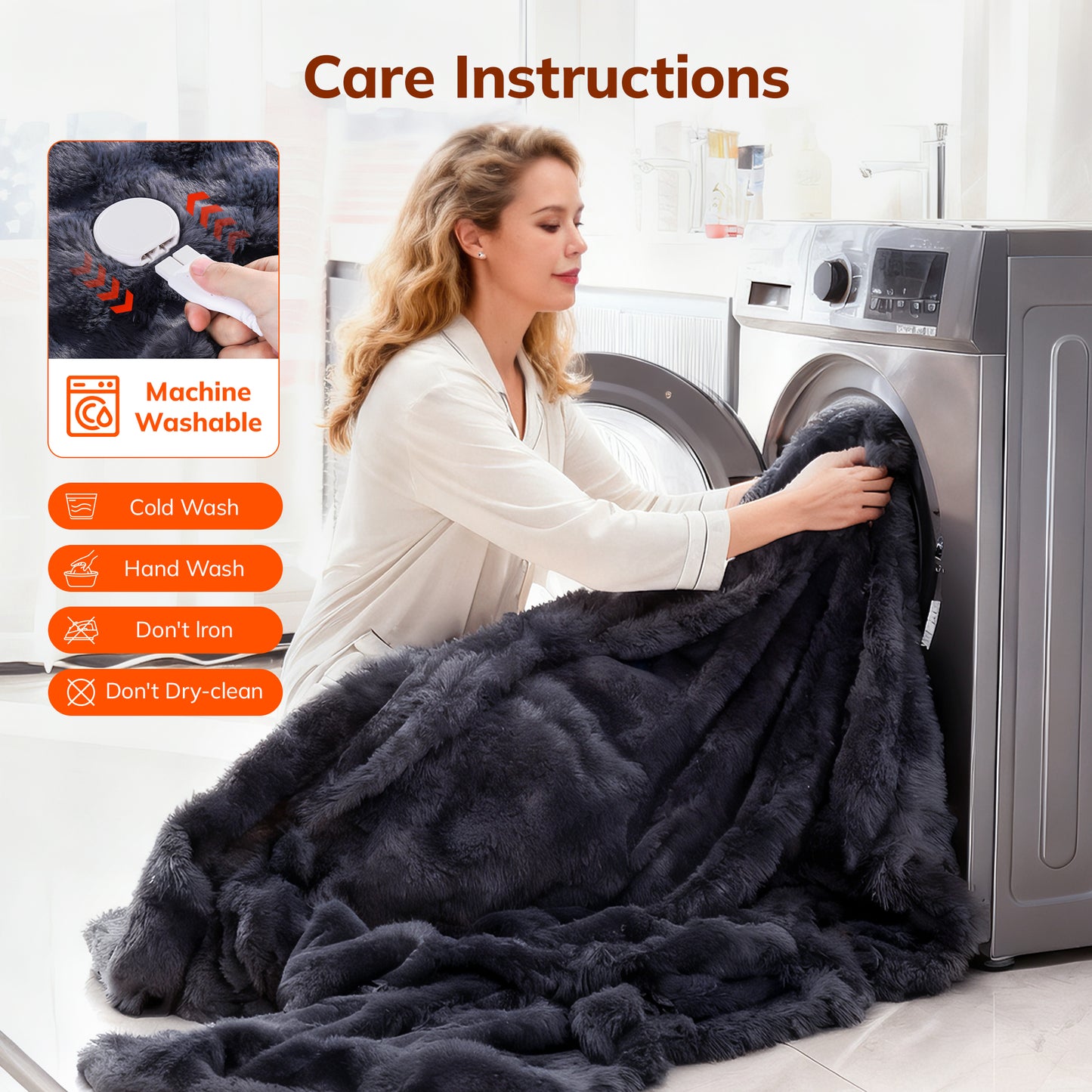 Keenstone Heated Blanket Electric Throw Blanket 50"x60",Machine Washable Fast Heating Blanket with 9 Heat Settings,6 Hours Auto Off,Flannel Faux Rabbit Fur Bubble Electric Blanket Gray