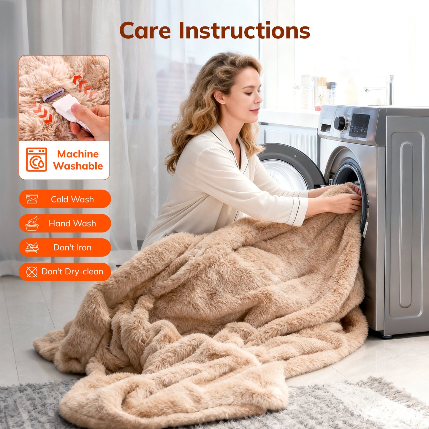 Keenstone Heated Blanket Electric Throw Blanket 50"x60",Machine Washable Fast Heating Blanket with 9 Heat Settings,6 Hours Auto Off,Flannel Faux Rabbit Fur Bubble Electric Blanket Brown