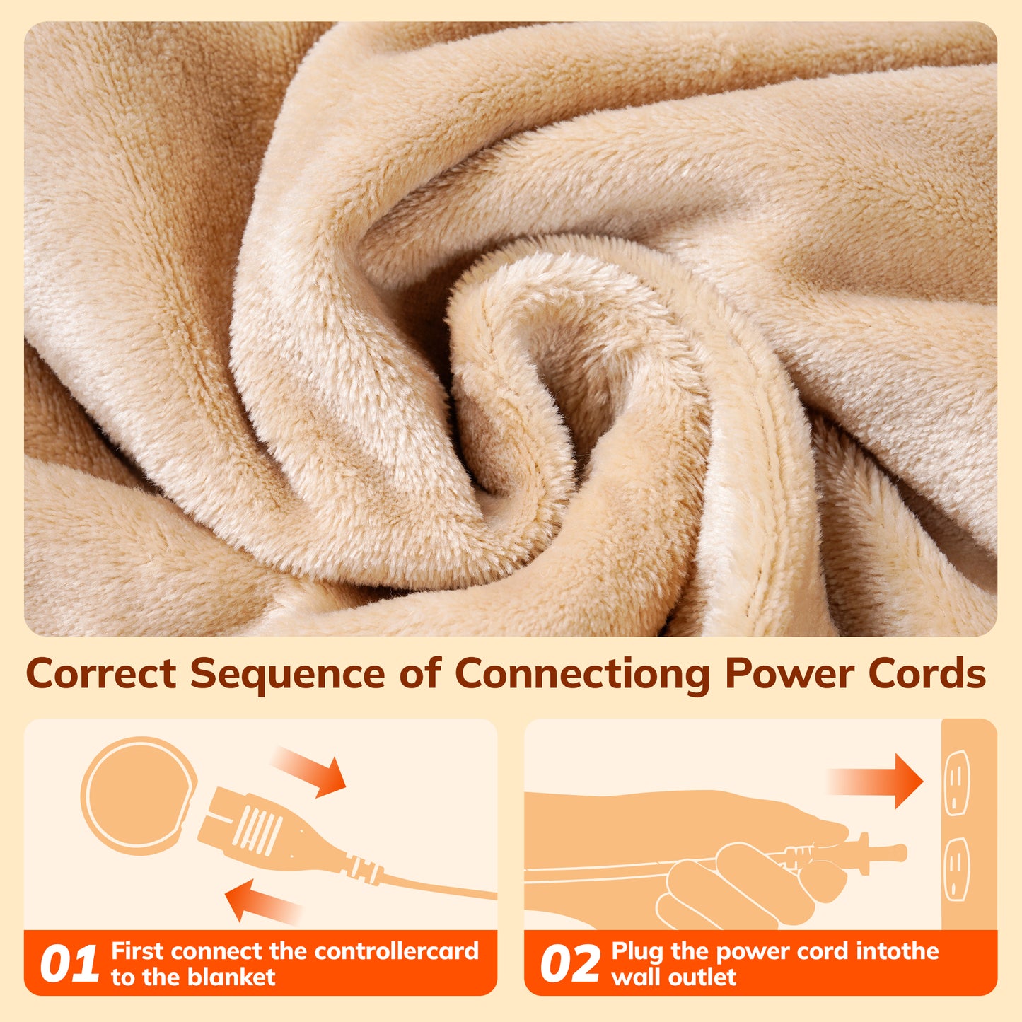 Keenstone Heated Blanket Electric Throw Blanket 50"x60",Machine Washable Fast Heating Blanket with 9 Heat Settings,6 Hours Auto Off,Flannel Faux Rabbit Fur Bubble Electric Blanket Brown