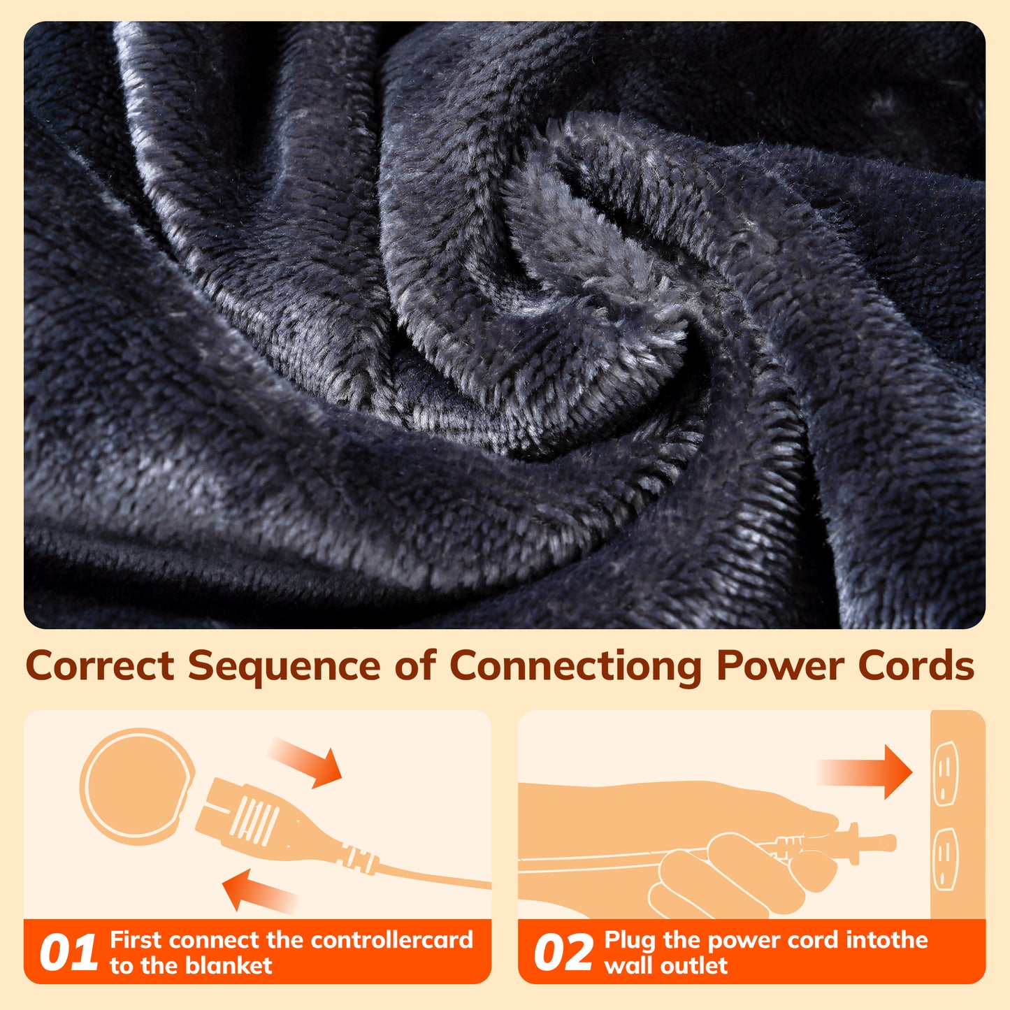 Keenstone Heated Blanket Electric Throw Blanket 50"x60",Machine Washable Fast Heating Blanket with 9 Heat Settings,6 Hours Auto Off,Flannel Faux Rabbit Fur Bubble Electric Blanket Gray