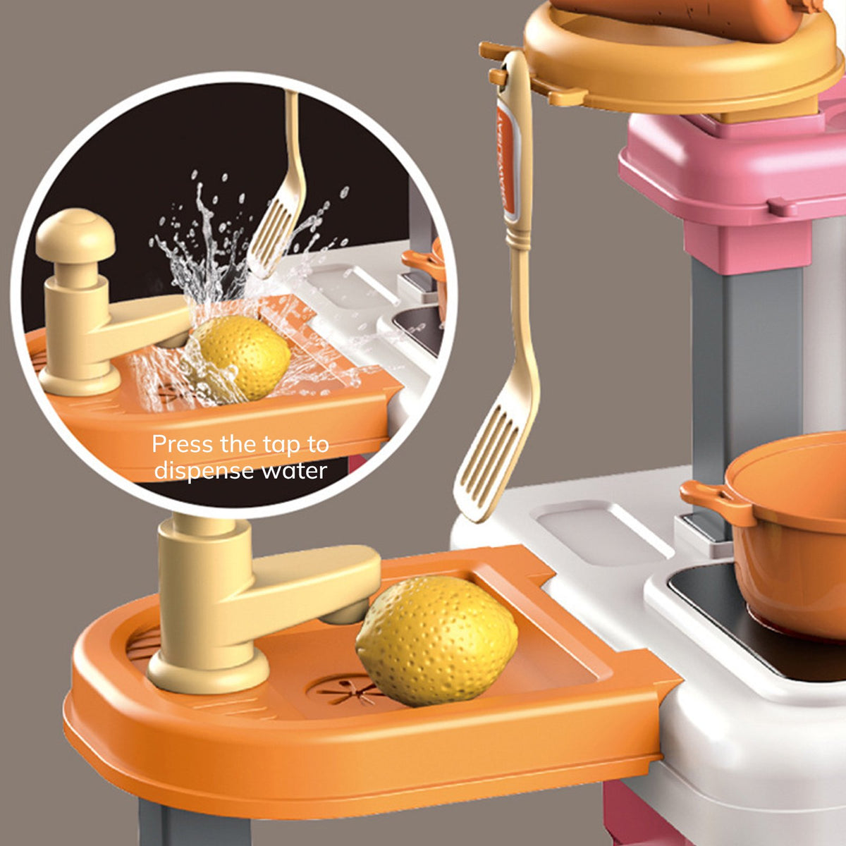 Vecukty 49Pcs Pretend Play Kitchen Set for Kids, Toy Cooking Set with Kitchen Accessories, Gift for Toddlers Girls Boys