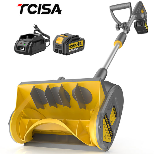 Tcisa 12" Electric Snow Shovel with 20V 4Ah Battery, Lightweight Snow Blower, with Adjustable 180° Snow Throw, for Driveway, Patio & Sidewalk