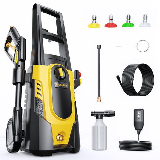 VECUKTY Electric Pressure Washer,3700 PSI Max 2.5 GPM Power Washer with 35FT Cord,20FT Hose,4 Quick Nozzles,Foam Cannon for Car Garden Patio