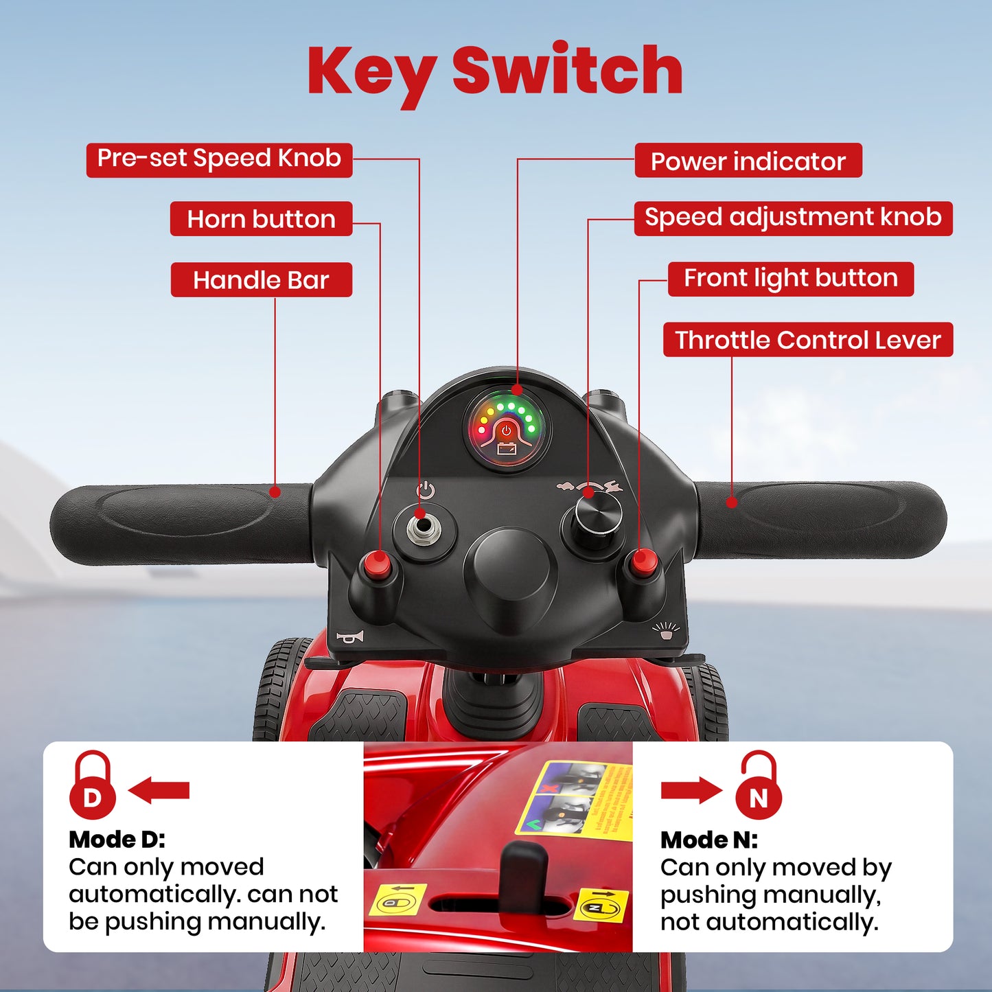 SACVON 4 Wheel Mobility Scooter for Seniors, 330 lbs Heavy Duty Electric Powered Scooter with 15 Miles Long Range, Swivel Seat & Removable Basket for Travel and Grocery Shopping, Red
