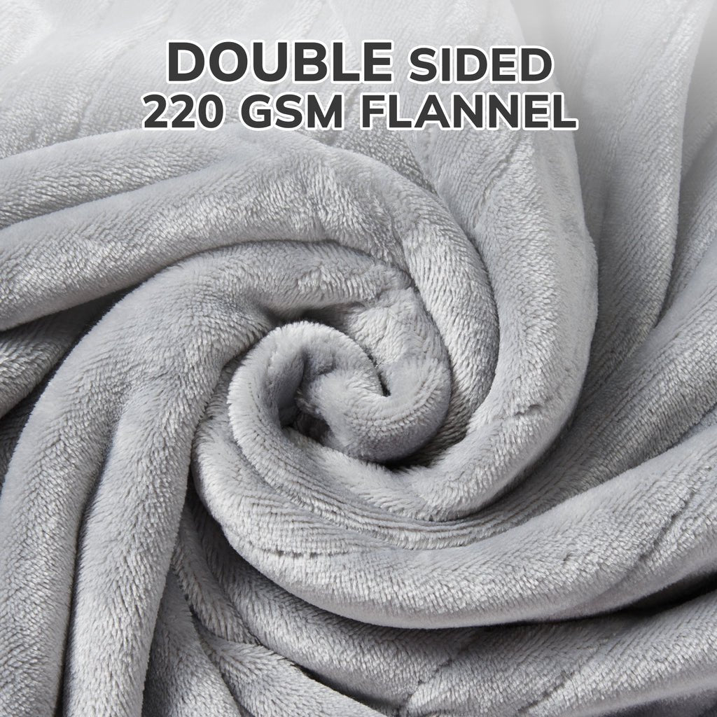 VECUKTY Double-sided Flannel Electric Heated Blanket Throw, 50"x60" Machine Washable Fast Heating Blanket for Office Bedroom Livingroom - Gray
