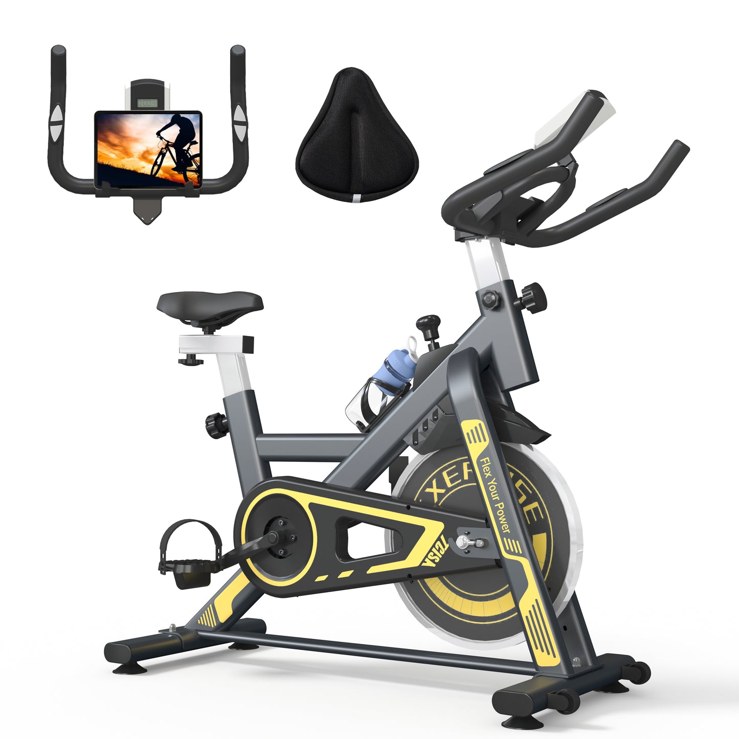 Exercise Bike, TCISA Stationary Bike, Indoor Cycling Bike for Home, with Ultra-Cushy Bike Seat, Silent Belt Drive, Heavy Flywheel and for Home Gym Cardio Workout Training