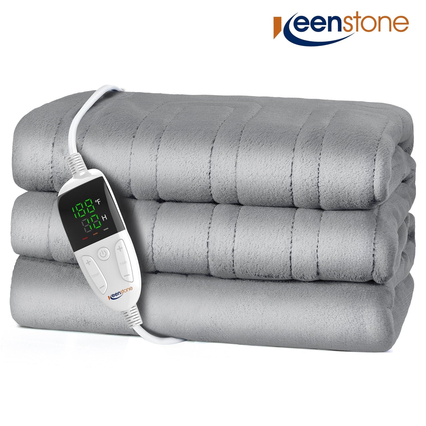 VECUKTY Double-sided Flannel Electric Heated Blanket Throw, 50"x60" Machine Washable Fast Heating Blanket for Office Bedroom Livingroom - Gray