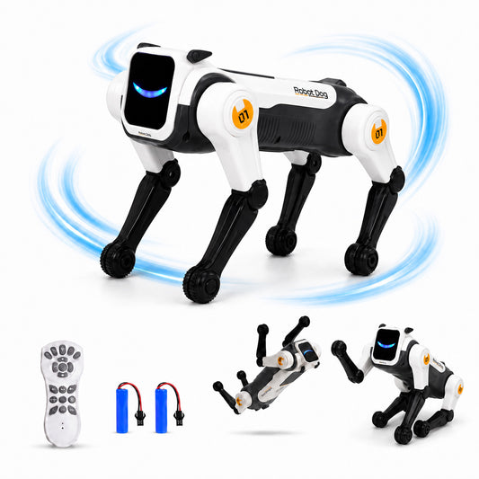 VECUKTY Programmable Robot Dog Toy, Interactive RC Puppy with LED Expressions, STEM Learning Gift for Boys & Girls