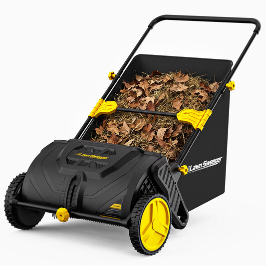 TCISA Push Lawn Sweeper, 21-inch Leaf & Grass Collector, Leaf Sweeper for Lawn, Large 3.5 cu. ft. Collection Bag, Adjustable Height & Spinning Brushes
