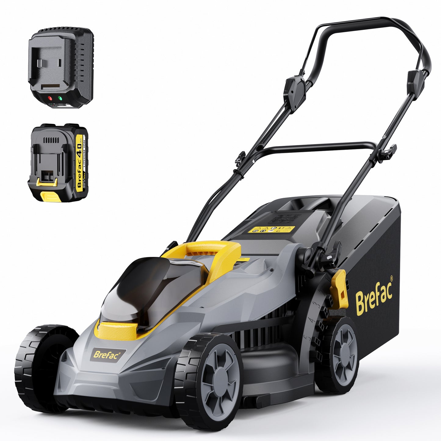 20V 13'' Cordless Lawn Mower, Multi-Functional Grass Cutter with 4.0Ah Battery, 5 Adjustable Height Settings, Durable Manganese Steel Blades, Easy to Use for Small Lawn