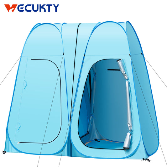Pop Up Shower Tent, Vecukty 94.5x47.2x78.7inch Upgrade Double Privacy Tent, Porta-Potty Tent,Blue
