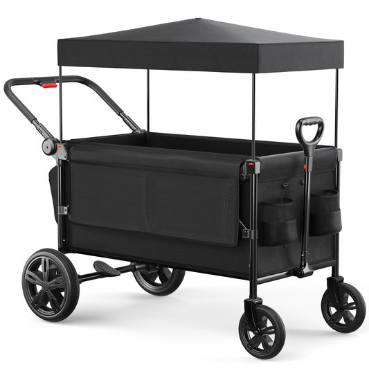 SACVON All-Terrain Stroller Wagon for Toddlers with Canopy, Parent Organizer, Adjustable Handlebar, 2 Cup Holders