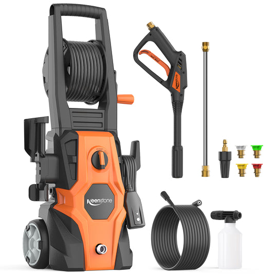 Keenstone Electric Pressure Washer, 4200PSI Max 3 GPM Power Washer with 35FT Power Cord 20FT Hose 5 Nozzles,Soap Cannon for Cars Patios