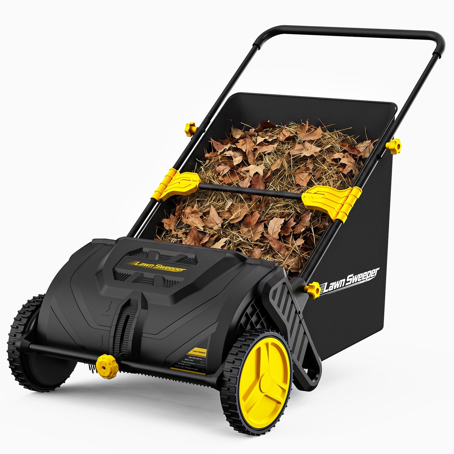 TCISA Push Lawn Sweeper, 21-inch Leaf & Grass Collector, Leaf Sweeper for Lawn, Large 3.5 cu. ft. Collection Bag, Adjustable Height & Spinning Brushes
