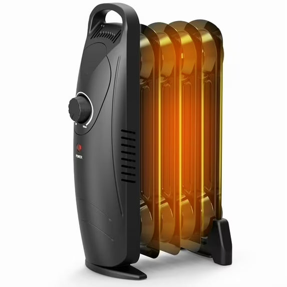 VECUKTY Mini Oil Heater, 500W Quiet Oil-Filled Radiator Heater with Thermostat, Overheat Protection, 2 Heat Settings, Electric Space Heater for Indoor Use