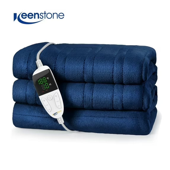 VECUKTY Flannel Electric Heated Blanket Throw, 50"x60" Machine Washable Fast Heating Blanket for Office Bedroom Livingroom - Blue