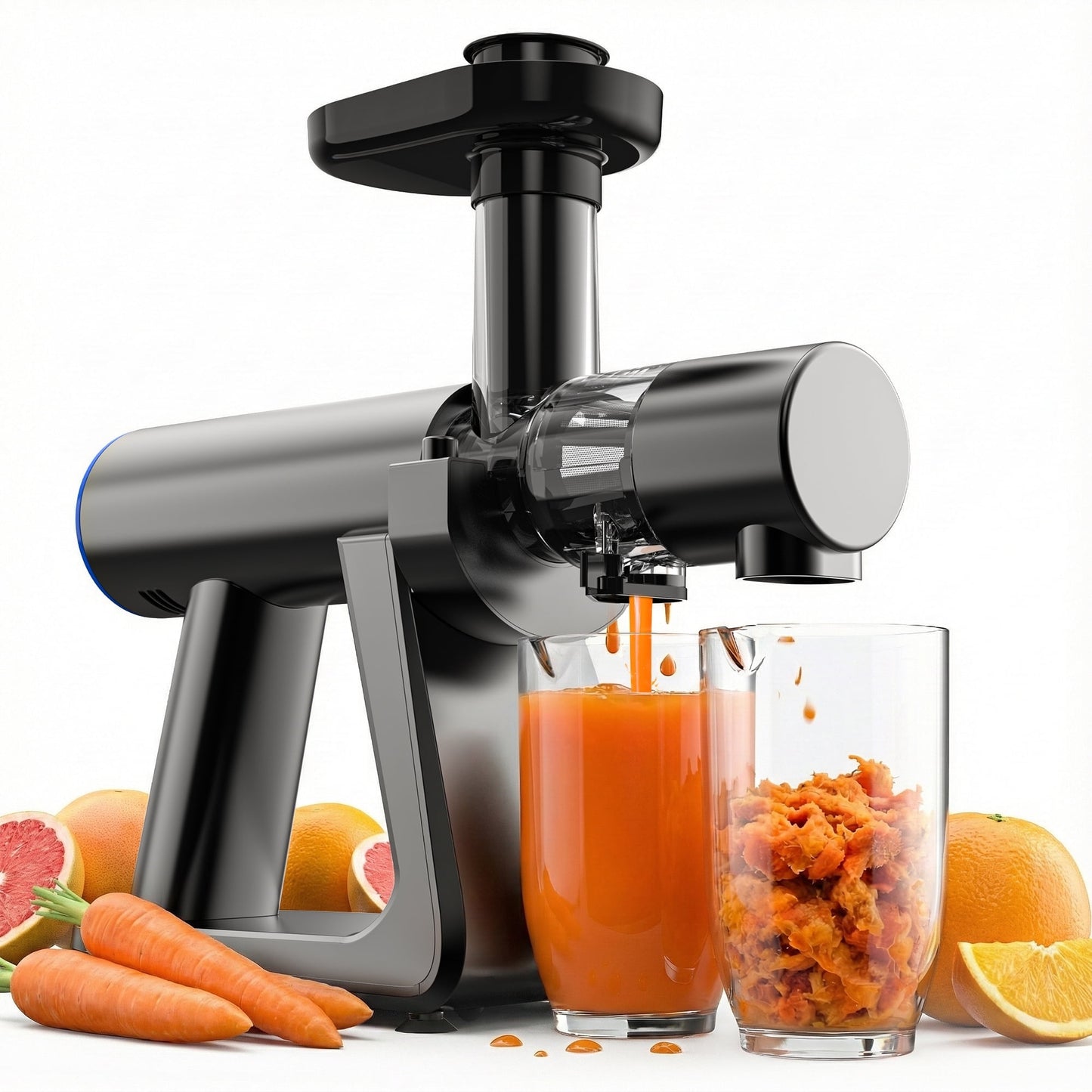 NICWIN Masticating Cold Press Juicer Machine, Slow Juice Extractor with Upgraded Fine Filter for Vegetables and Fruits, High Juice Yield & Easy to Clean, Gray