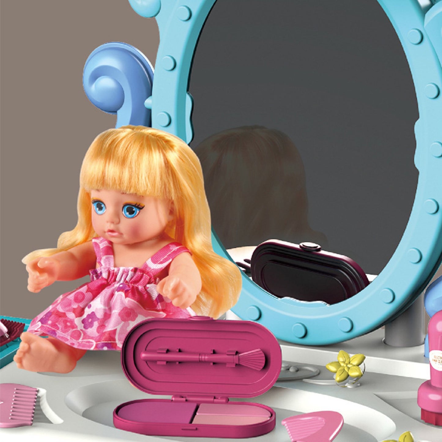Vecukty 39Pcs Pretend Beauty Salon Set for Kids, Play Hair Stylist Toy with Simulation Spray, Image Designer Role Play Kit, Gift for Girls Boys