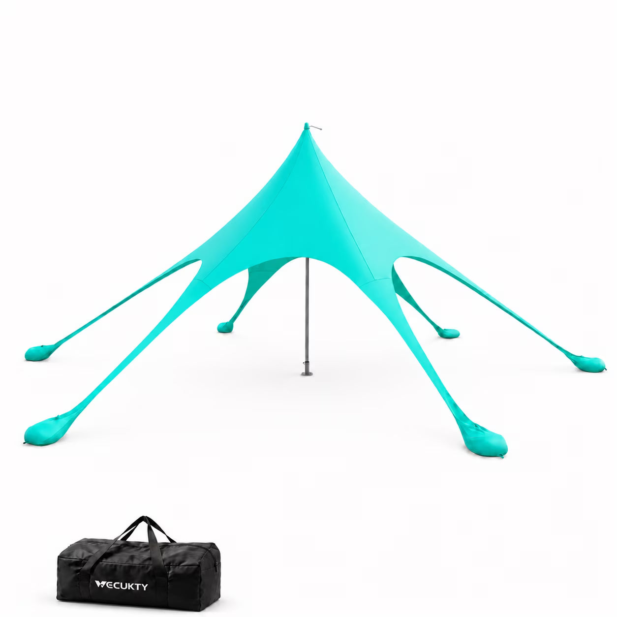 VECUKTY 12x12 FT Beach Canopy Tent Sun Shelter, Beach Shade Canopy Beach Tent Sun Shelter with 6 Sandbags,Turquoise