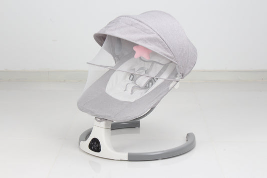 SACVON Bluetooth Baby Swing for Infants to Toddlers, 5-Speed Electric Rocker with Music, Timer, Remote & Safety Harness, 0–6 Months, Gray