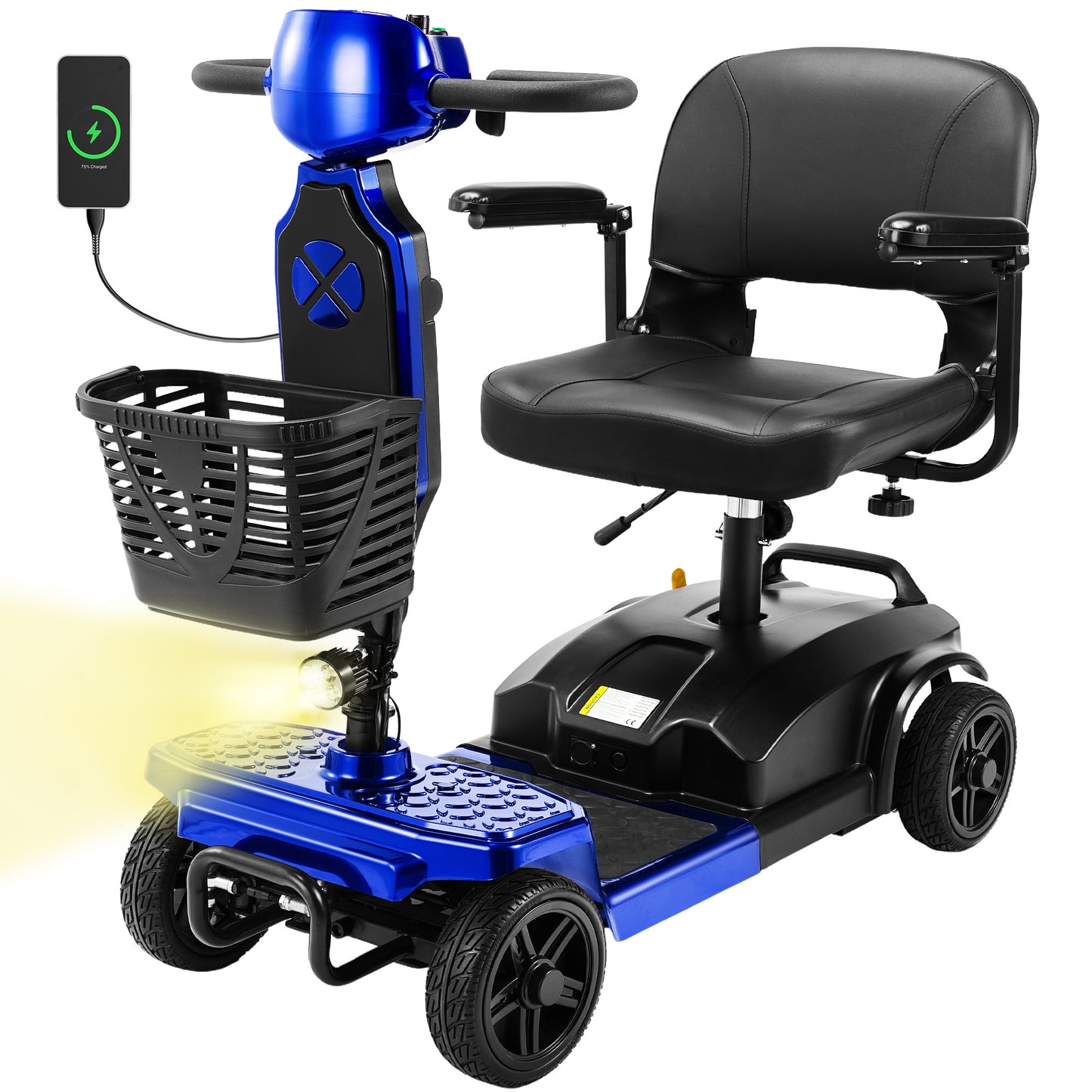 SACVON Mobility Scooter for Adults with 330 lbs Capacity,Foldable Motorized Scooter for Senior,12.5 Miles Travel,Airport Approved,Blue