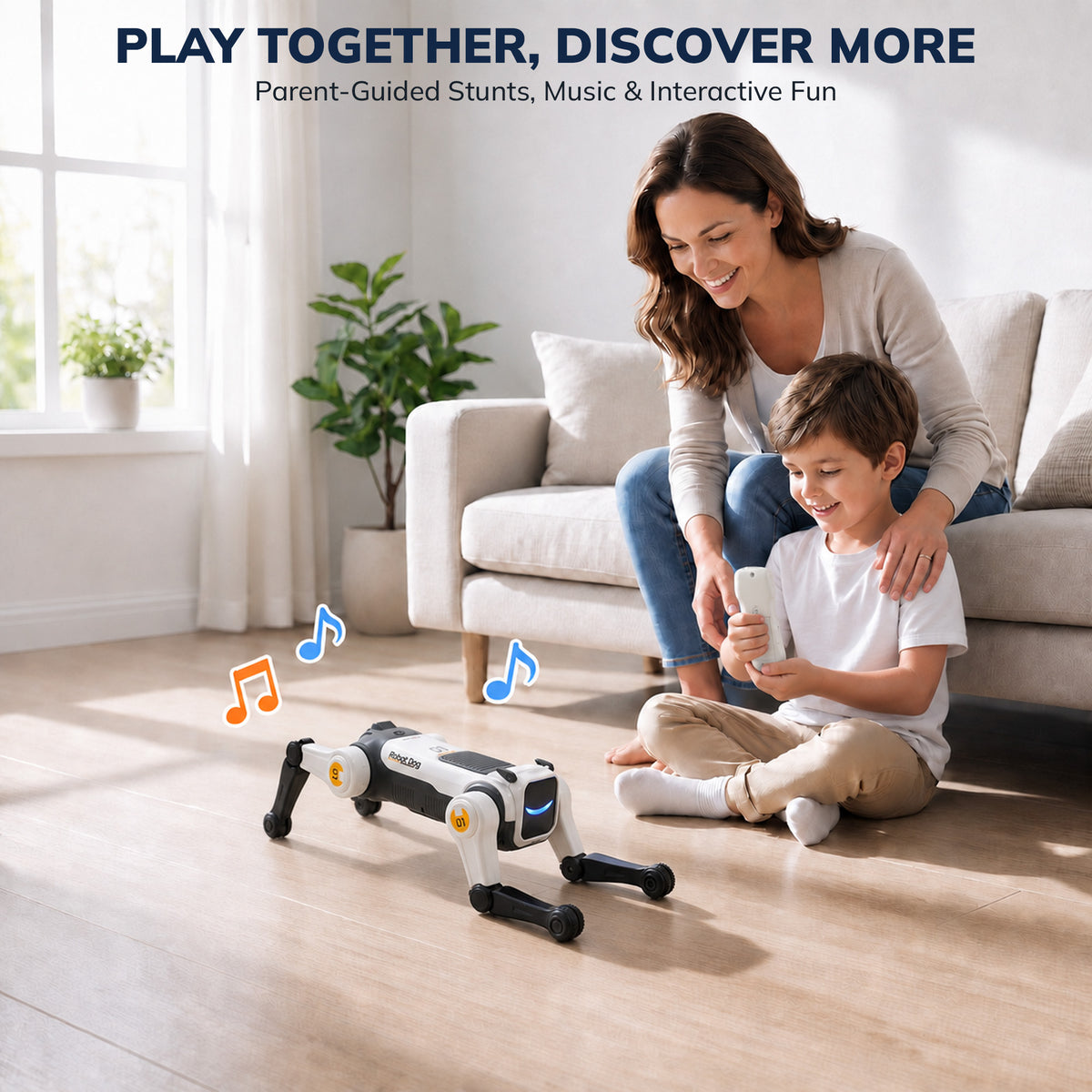 VECUKTY Programmable Robot Dog Toy, Interactive RC Puppy with LED Expressions, STEM Learning Gift for Boys & Girls