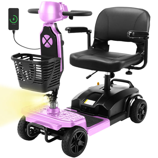 SACVON Mobility Scooter for Adults with 330 lbs Capacity,Foldable Motorized Scooter for Senior,12.5 Miles Travel,Airport Approved,Pink