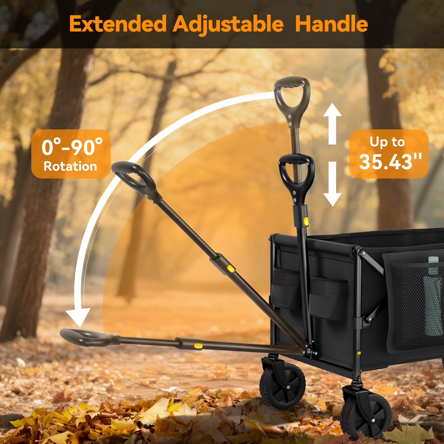 Vecukty Collapsible Folding Wagon,Portable Utility Wagon Cart for Outdoor Camping, Shopping, Sports, Grocery, Kids, Black