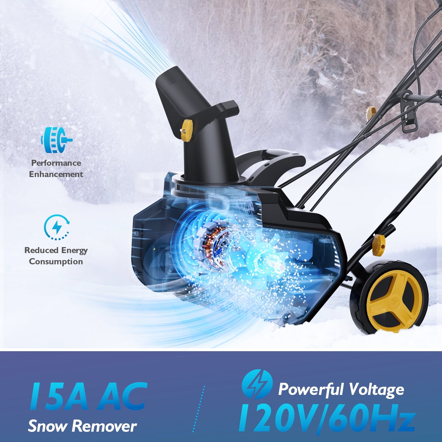 Brefac 23-inch Snow Blower 120V 15 Amp Single Stage Electric Snow Blower