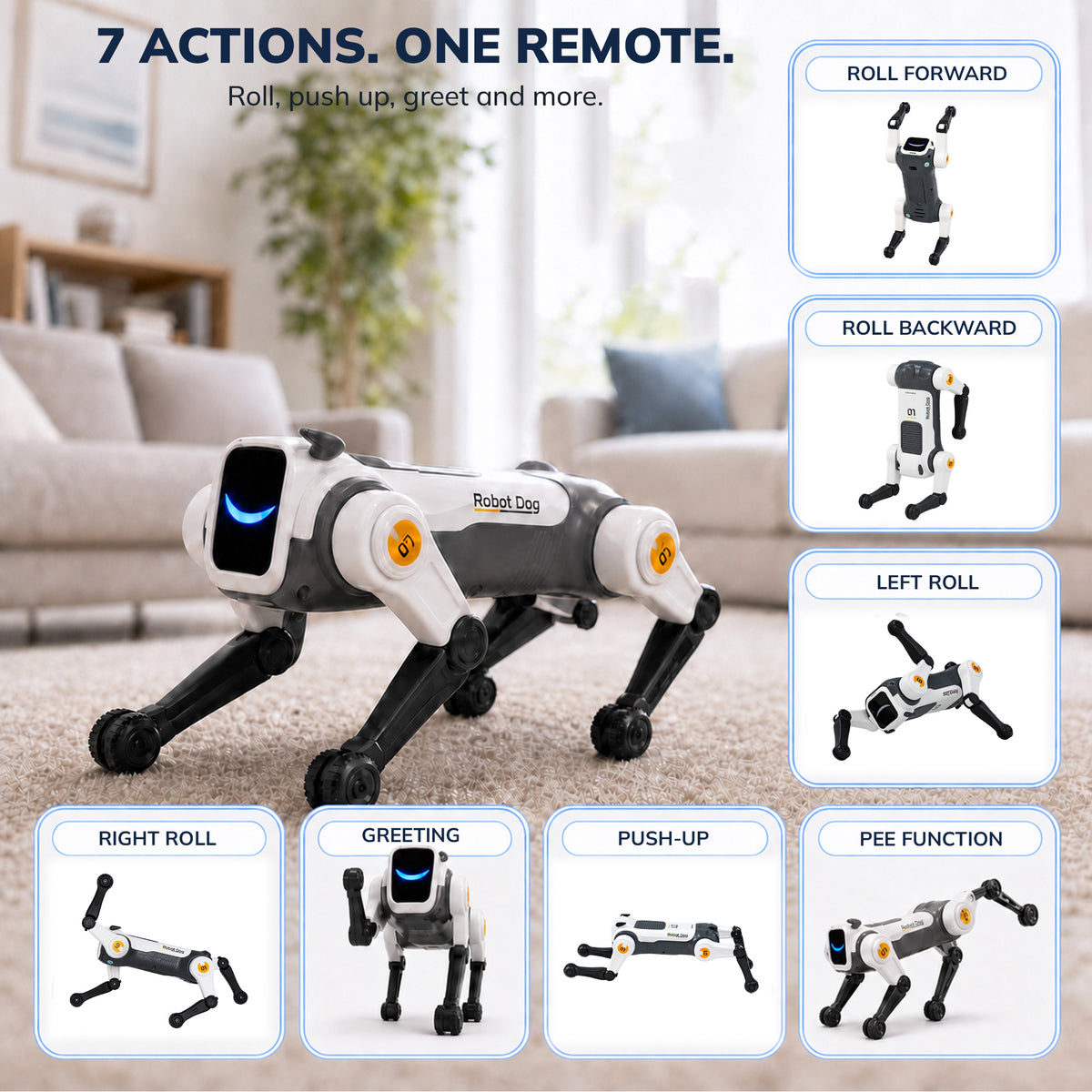 VECUKTY Programmable Robot Dog Toy, Interactive RC Puppy with LED Expressions, STEM Learning Gift for Boys & Girls