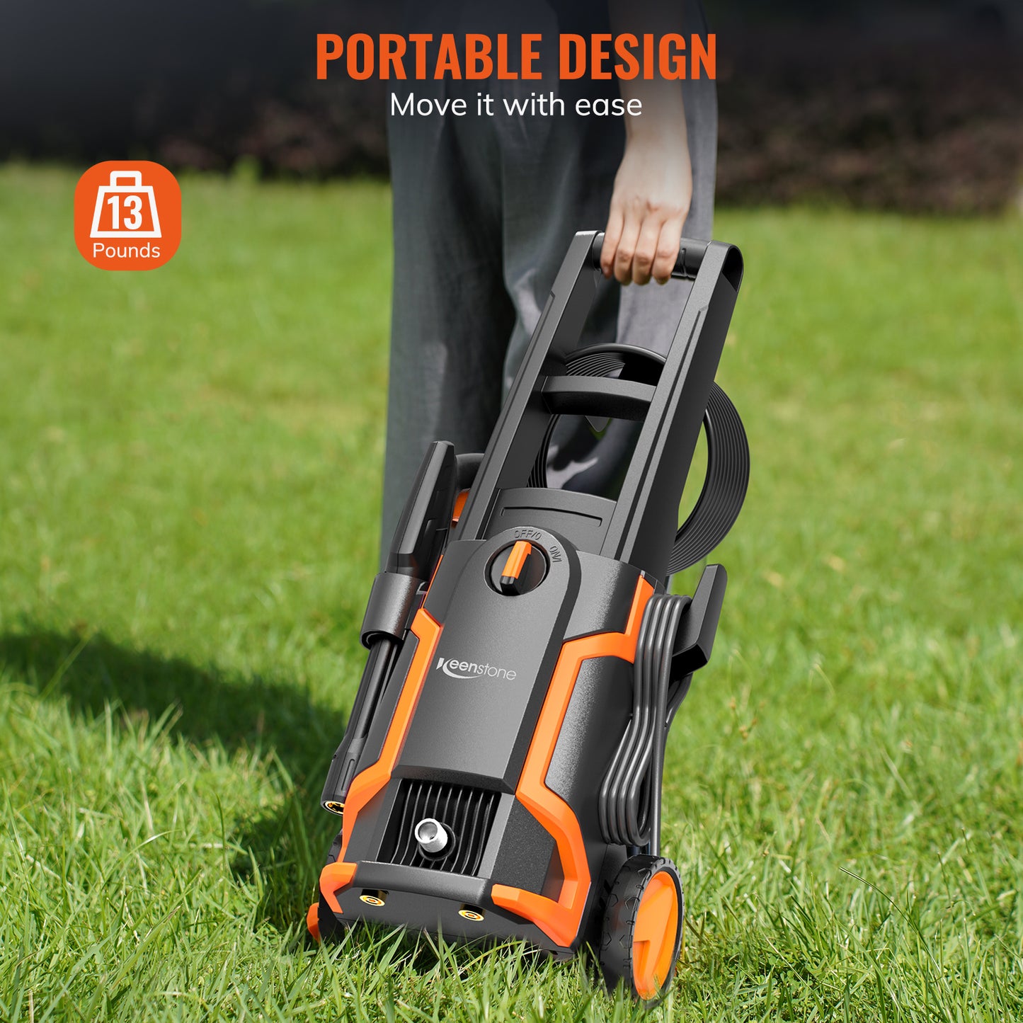 Keenstone 3600 PSI Electric Pressure Washer , Max 2 GPM 110V with Adjustable Nozzle 0-120°,Foam Cannon for Cleaning Cars Patios Driveways Fences Pools