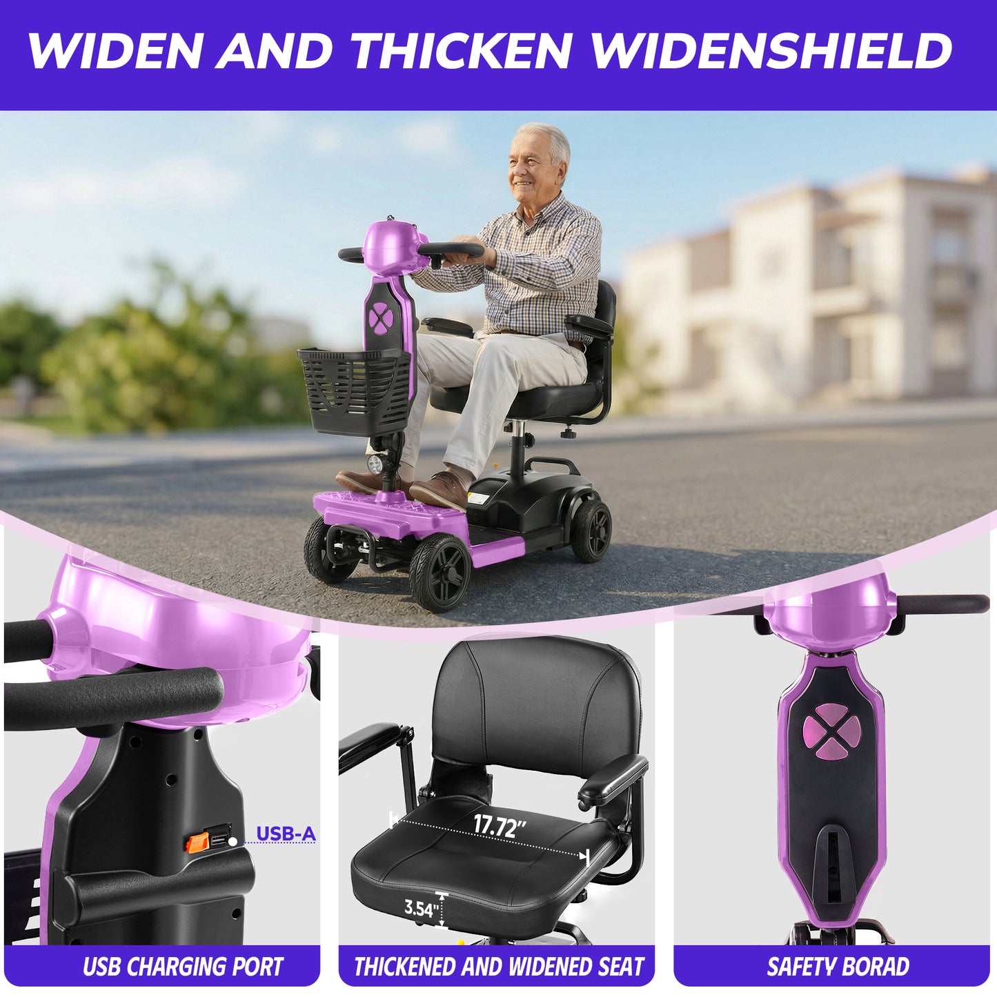 SACVON Mobility Scooter for Adults with 330 lbs Capacity,Foldable Motorized Scooter for Senior,12.5 Miles Travel,Airport Approved,Pink