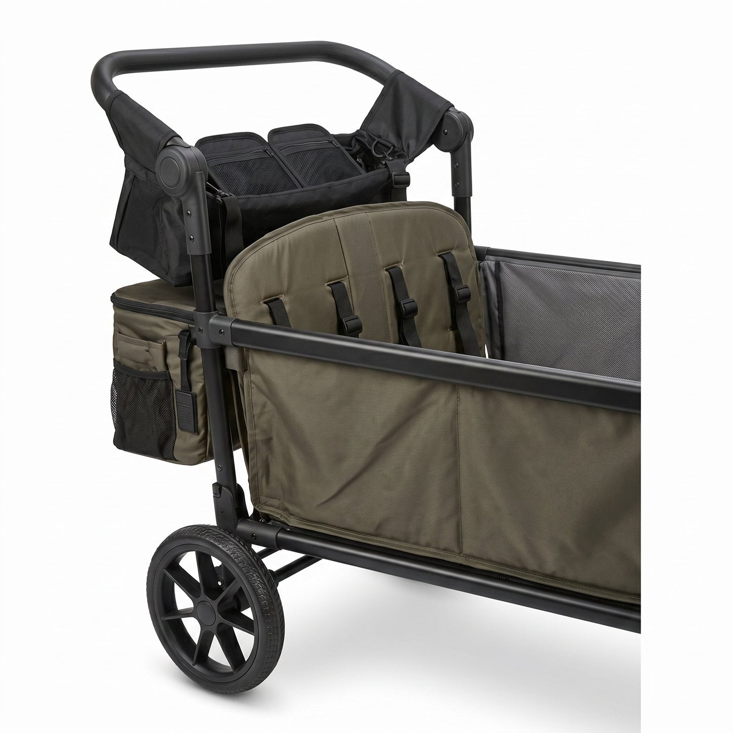 SACVON All-Terrain Stroller Wagon for Toddlers with Canopy, Parent Organizer, Adjustable Handlebar, 2 Cup Holders