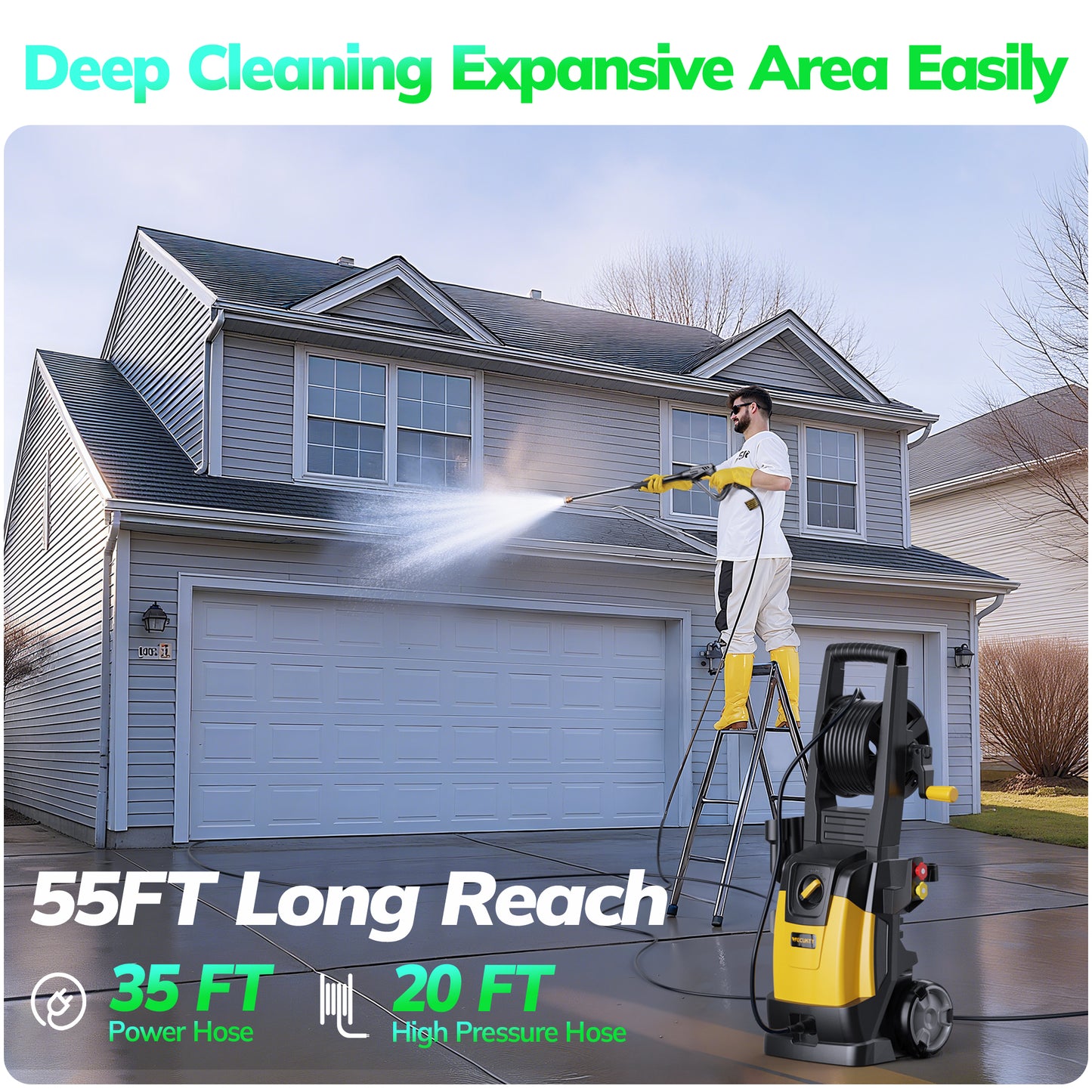 VECUKTY Electric Pressure Washer,4000 PSI Max 2.8 GPM Power Washer with 35FT Cord,20FT Hose,5 Quick Nozzles,Foam Cannon for Car Garden Patio