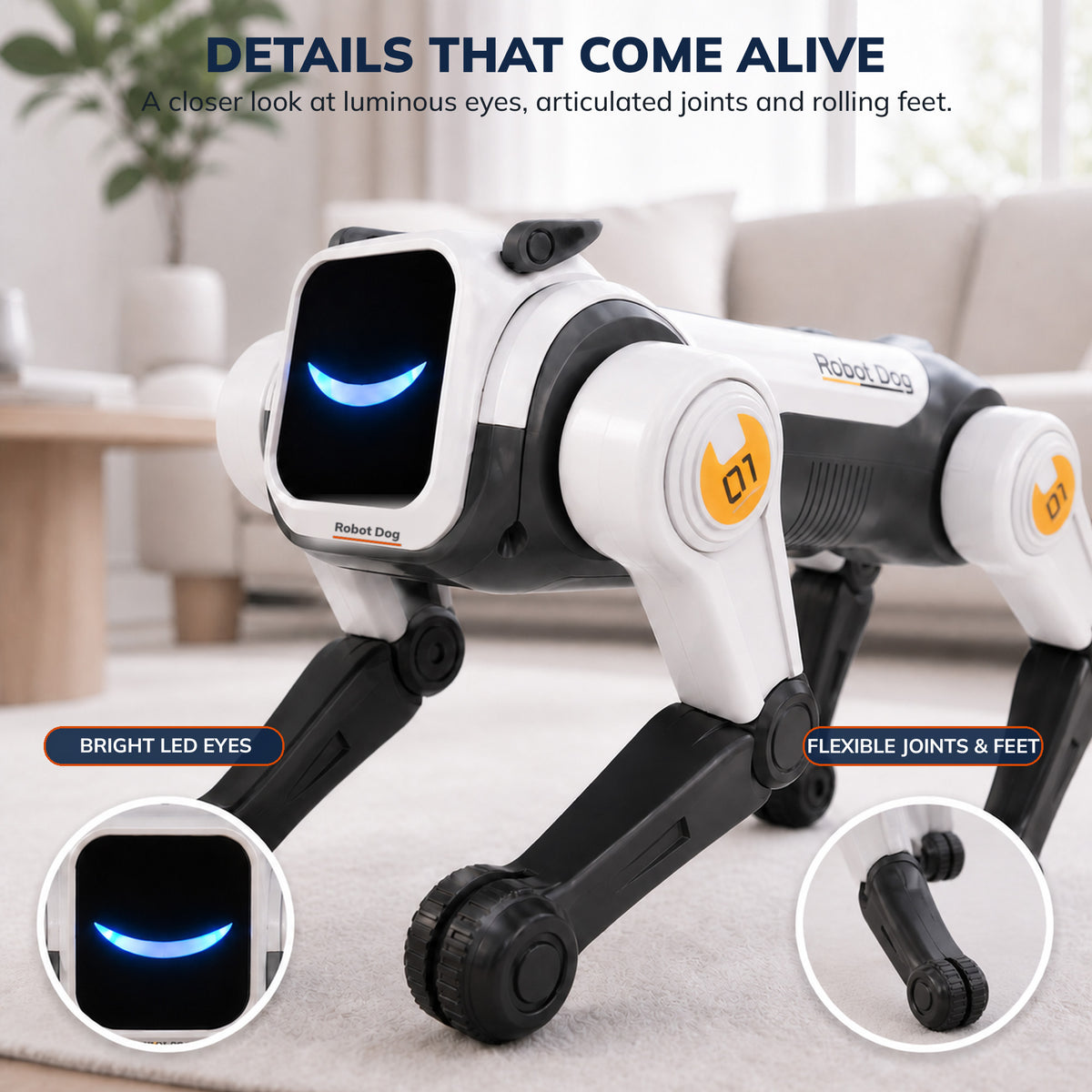 VECUKTY Programmable Robot Dog Toy, Interactive RC Puppy with LED Expressions, STEM Learning Gift for Boys & Girls