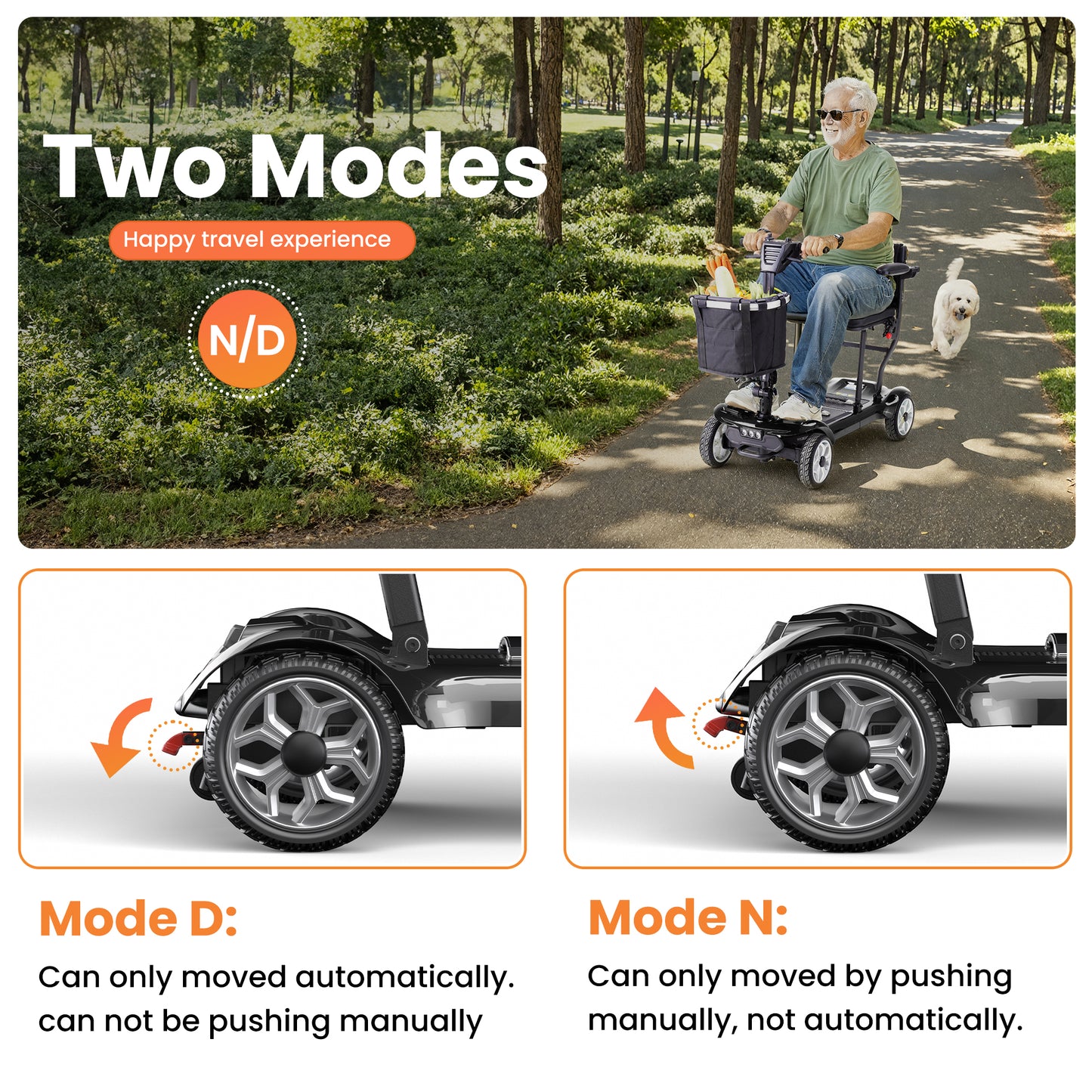 SACVON Foldable 4 Wheels Mobility Scooter for Seniors, Aluminum Frame, Lithium Battery, Suitable for Travel, 300 lbs, Black