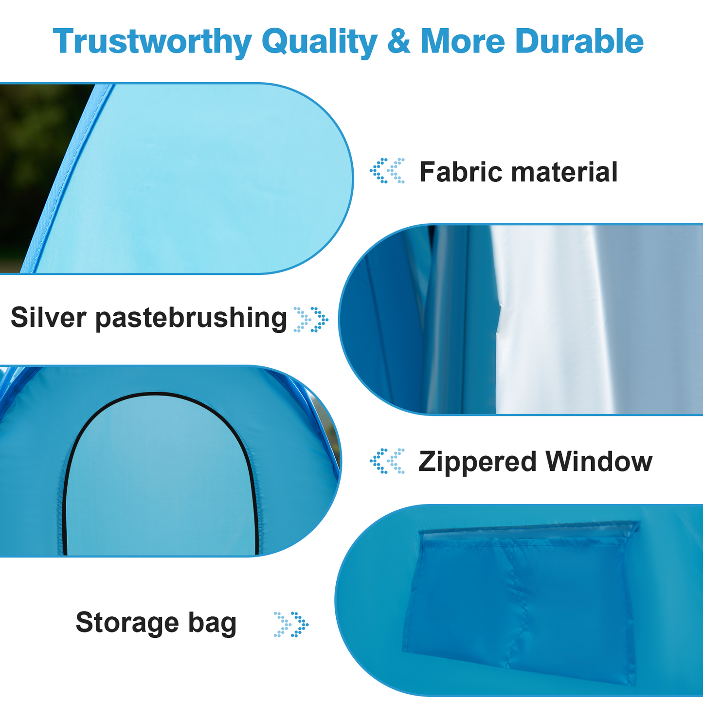 Pop Up Shower Tent, Vecukty 94.5x47.2x78.7inch Upgrade Double Privacy Tent, Porta-Potty Tent,Blue