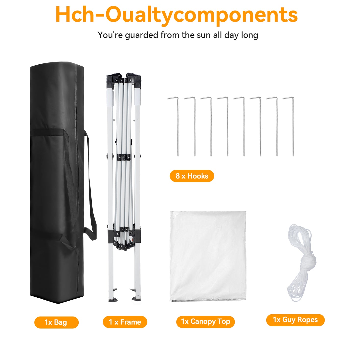 Vecukty 8ft x 8ft Top/10ft x 10ft Base Pop up Canopy Tent With Four Storage Bags For Garden,Beach Instant Tent Carry Bag,White