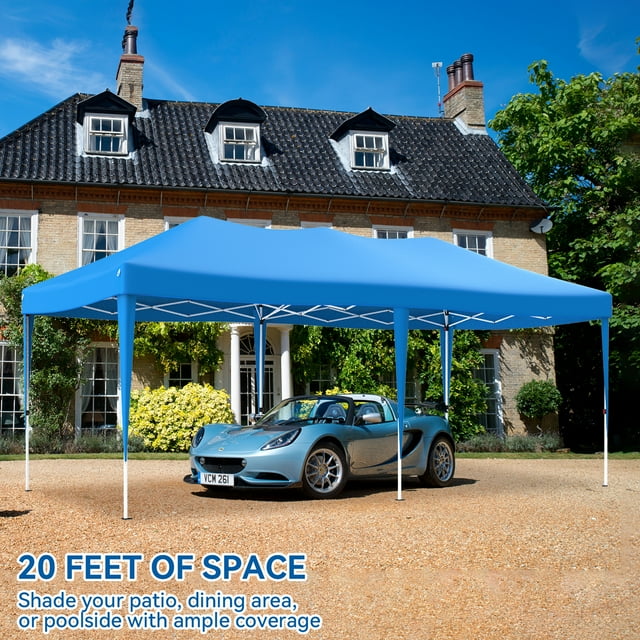 Vecukty 10 x 20 ft Blue Pop up Outdoor Canopies, Removable Sidewalls