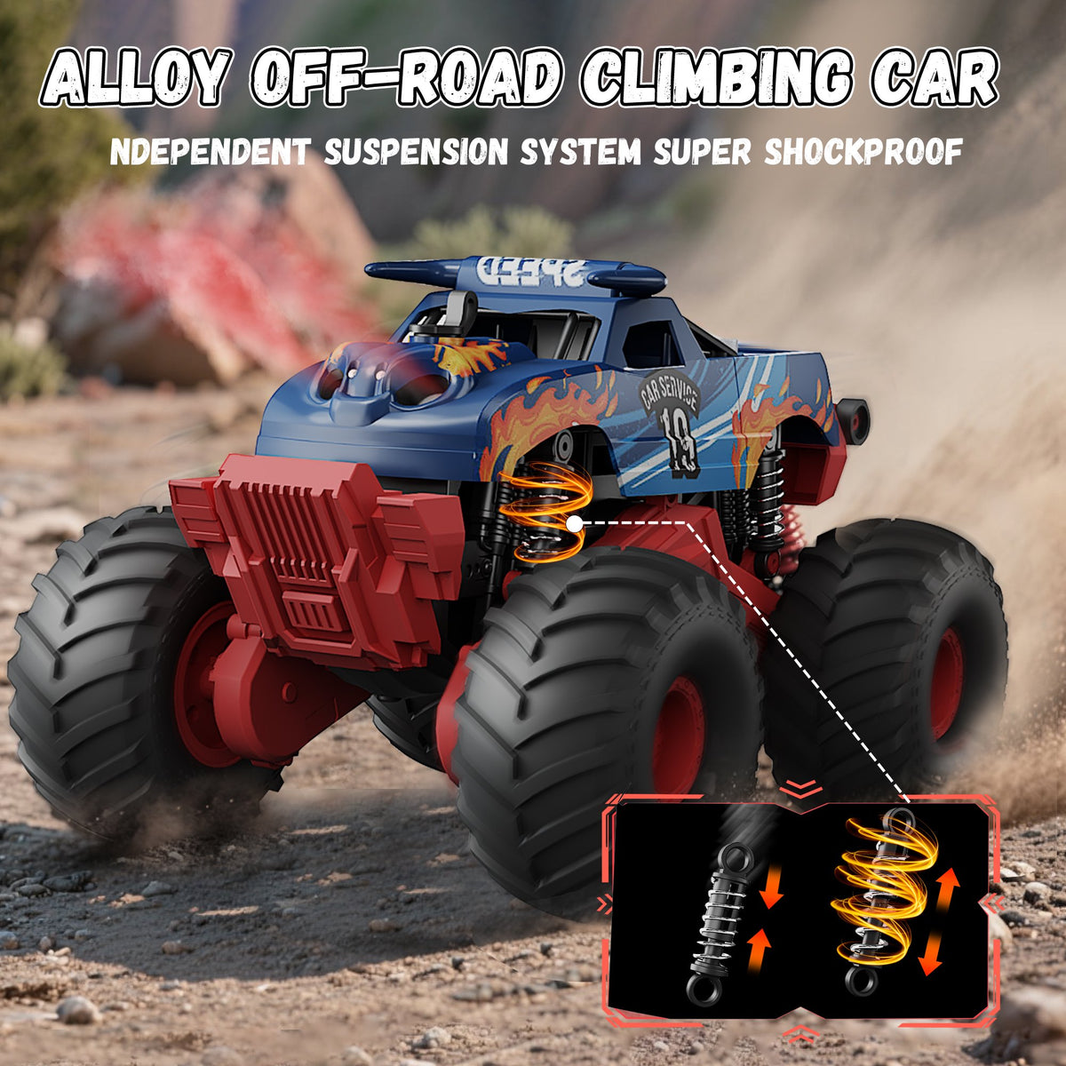 Vecukty 4WD Amphibious RC Monster Truck, Waterproof Remote Control Off Road Pickup Truck with LED Lights & Water Spray, 2.4GHz All Terrain RC Car, Toy Gift for Boys Girls Kids 4-12 Years Old