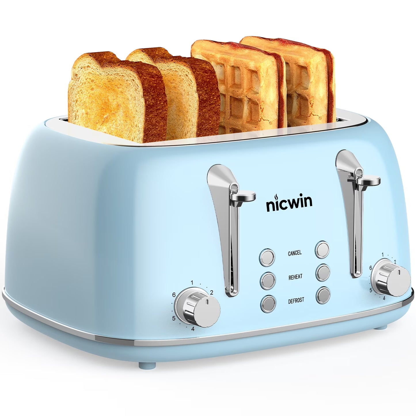 4 Slice Toaster, Extra Wide Slots Bread Toaster, Toast Shade Selector, Defrost & Reheat Functions for Kitchen Apartment Essentials, White