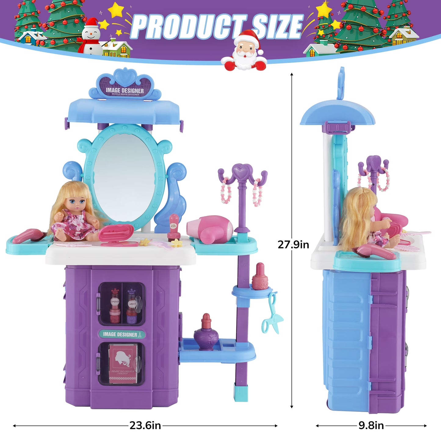 Vecukty 39Pcs Pretend Beauty Salon Set for Kids, Play Hair Stylist Toy with Simulation Spray, Image Designer Role Play Kit, Gift for Girls Boys