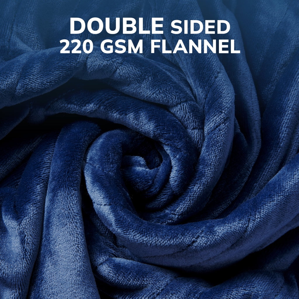 VECUKTY Flannel Electric Heated Blanket Throw, 50"x60" Machine Washable Fast Heating Blanket for Office Bedroom Livingroom - Blue