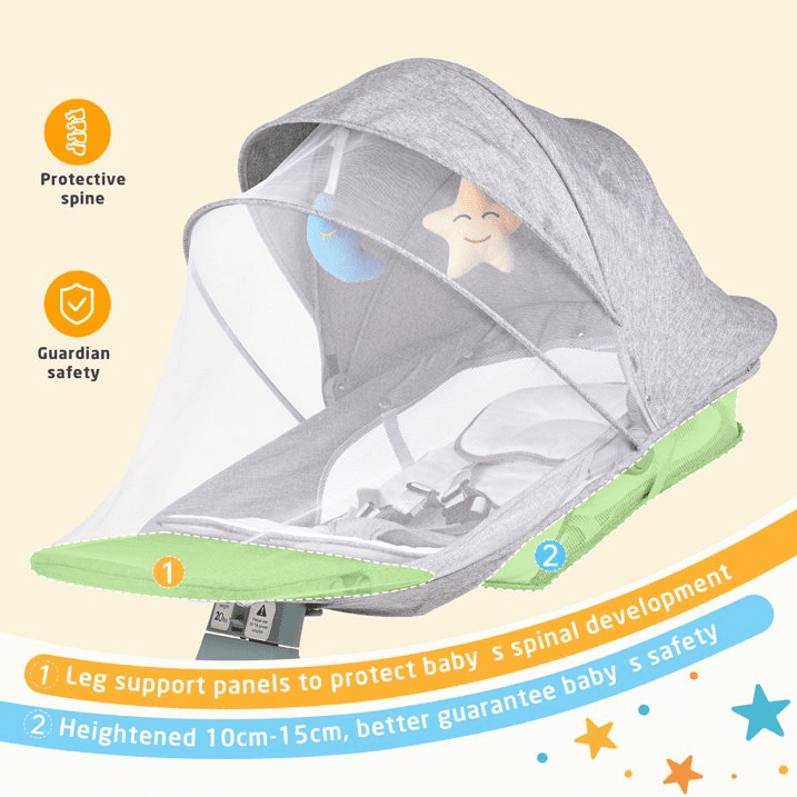 SACVON Baby Swing for Infants to Toddler, Baby Rocker for Infants with 5 Sway Ranges,Bluetooth Support Bouncers for 0-24 Months, Light Gray